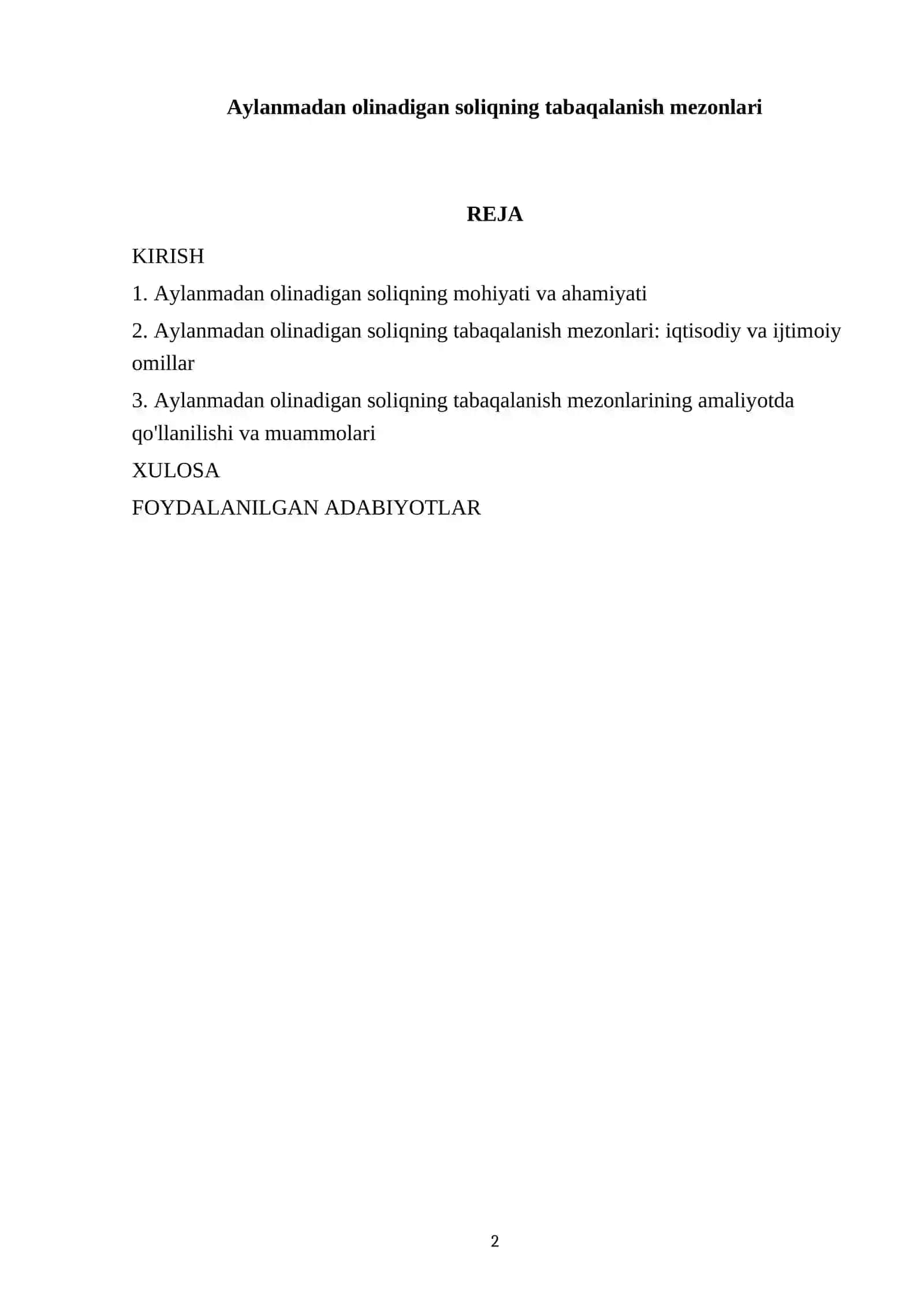 Aylanmadan olinadigan soliqning tabaqalanish mezonlari 2