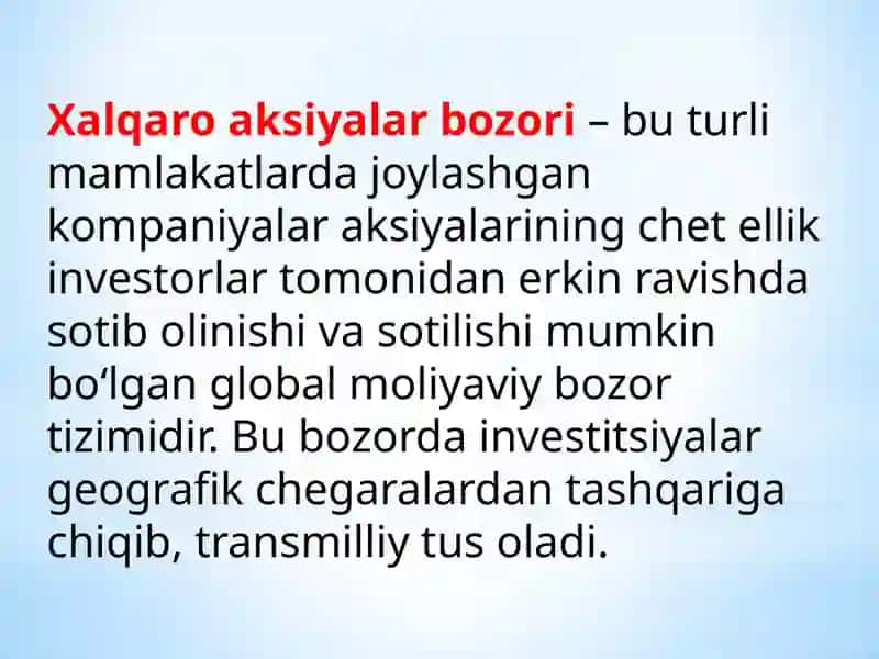 7-mavzu.Xalqaro aksiyalar bozori 2