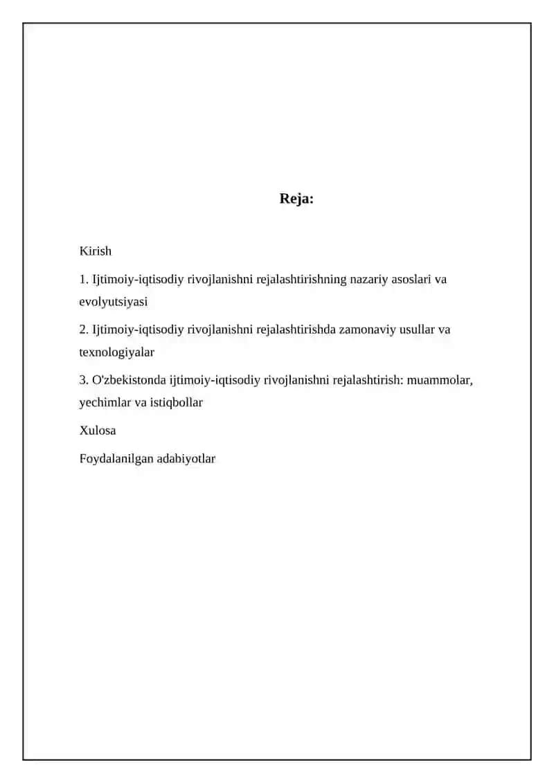 IJtimoiy-iqtisodiy rivojlanishni rejalashtirishning zamonaviy metodlari 2