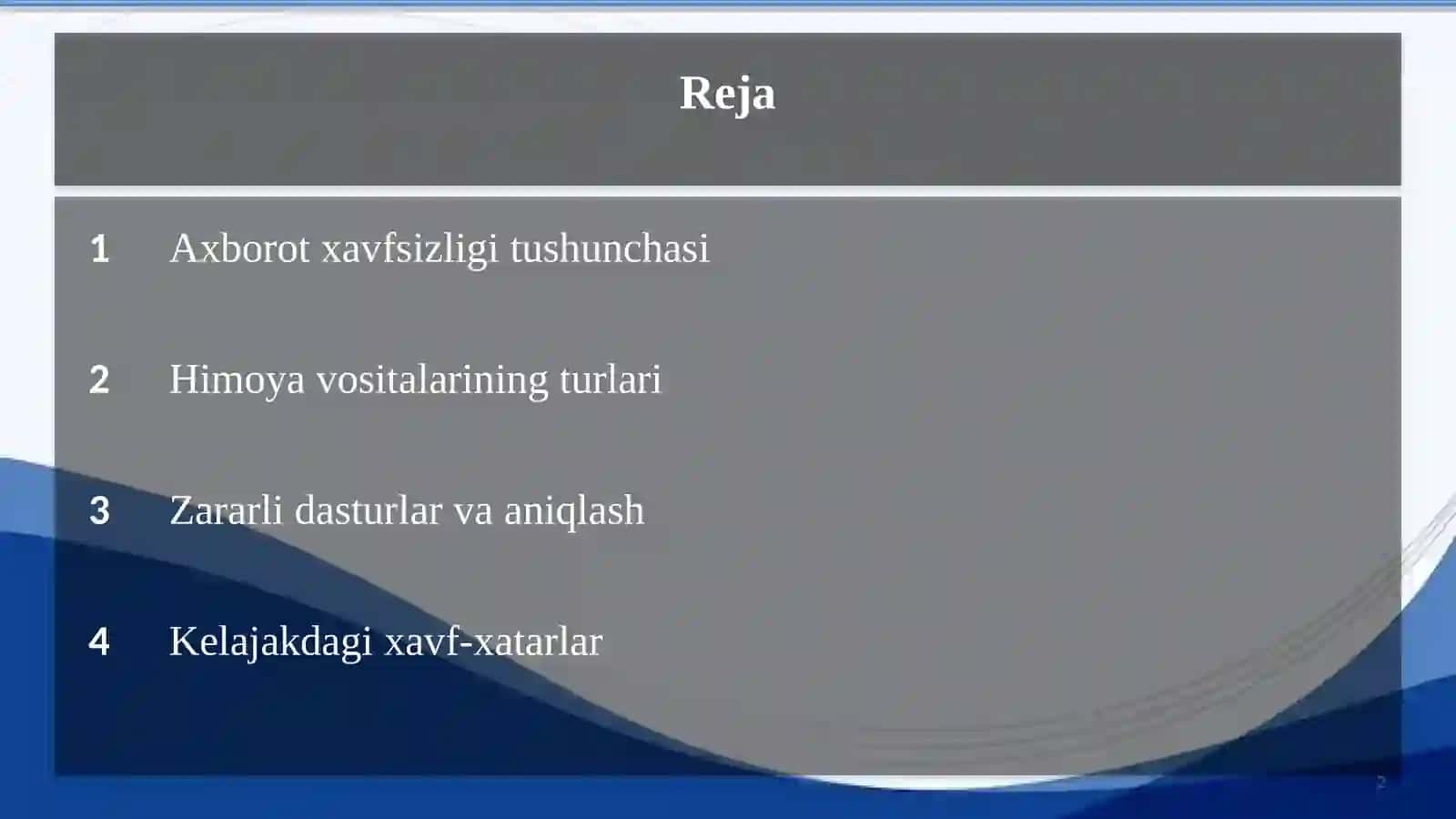 Axborot tizimlarida axborotlarni himoyalash vositalari va modellari 2
