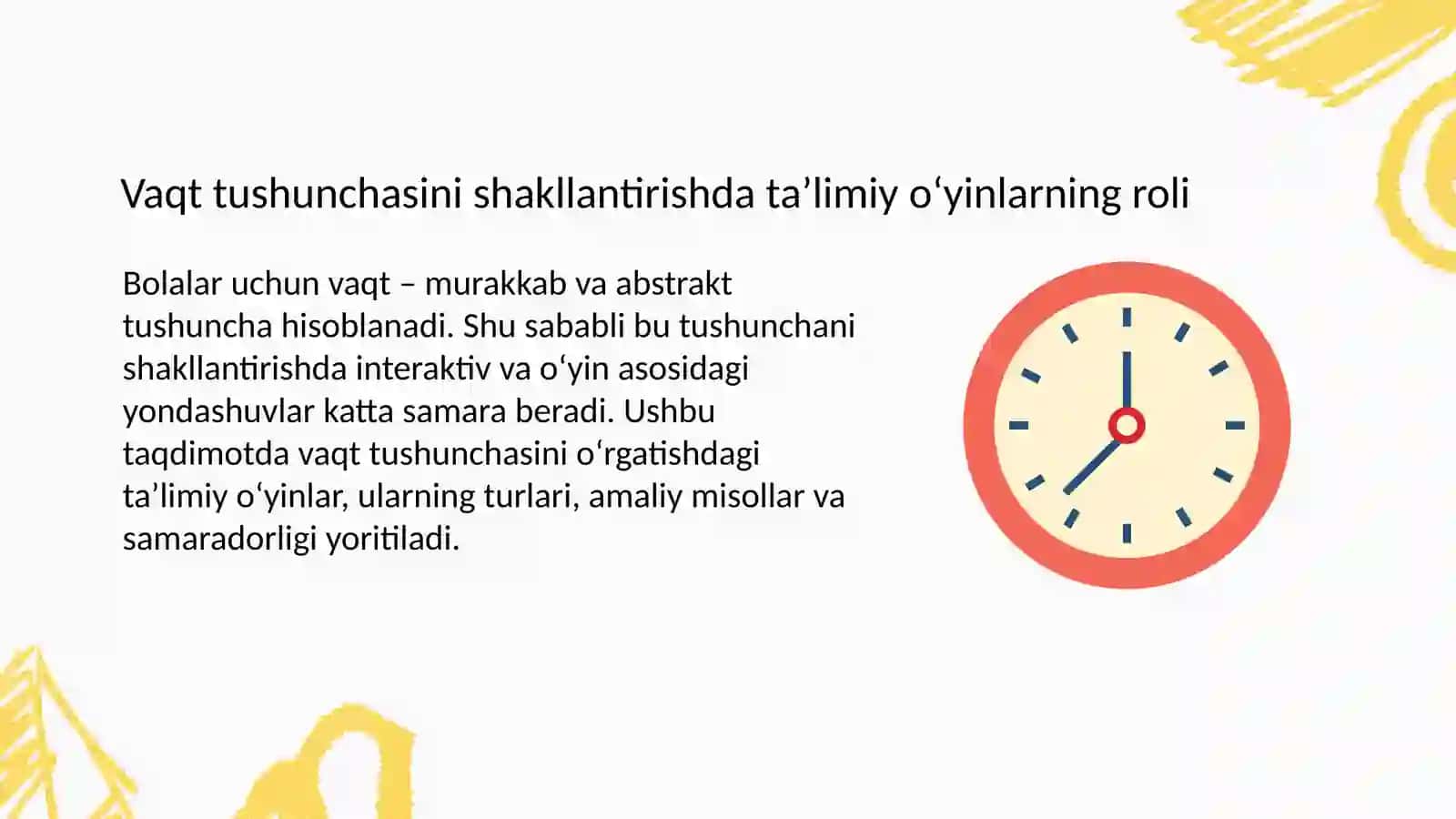 Vaqtushunchasini shakllantirish data'limi yo'yinlardan foydalanish 2