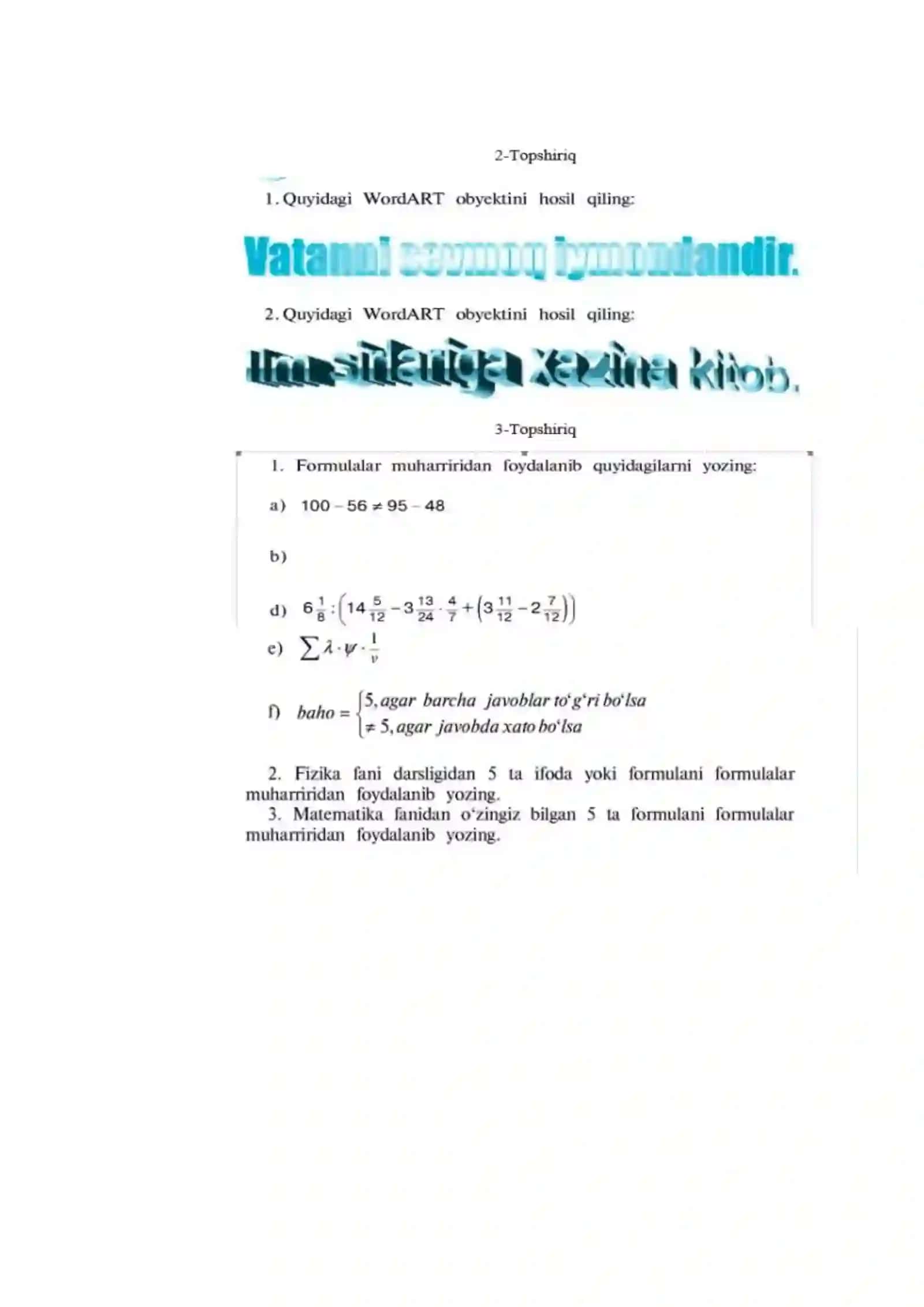 Jadvalning diagrammasini hosil qilish 2