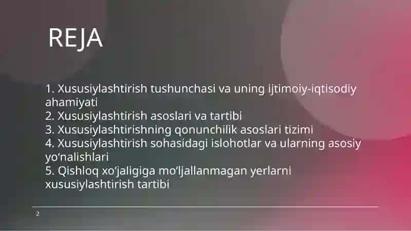 Mulkni xususiylashtirish 2