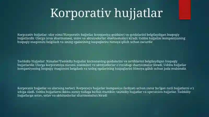 Tashkiliy Hujjatlar Va Ularning Turlari 2