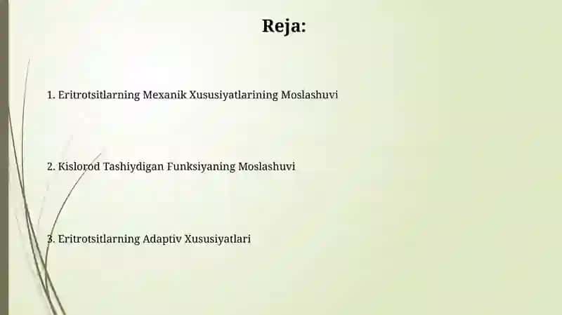 Eritrotsitlarning adaptiv xususiyatlari 2