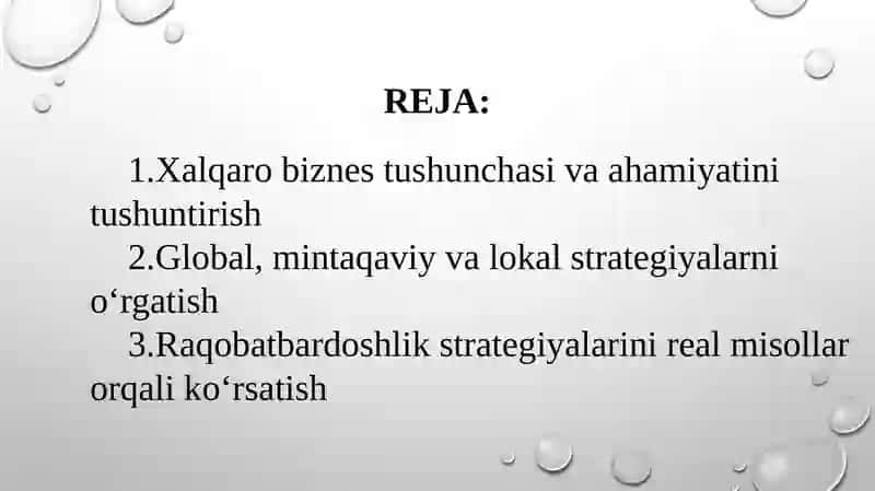 Xalqaro biznesning mazmuni va strategiya asoslari 2