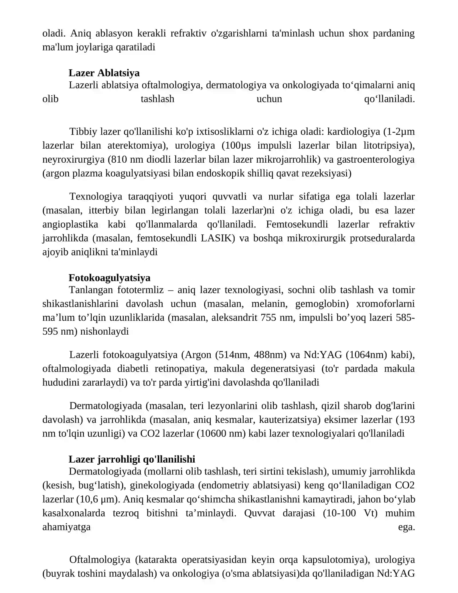 Lazer texnologiyalari va ularning tibbiyotda qo'lanishi 2