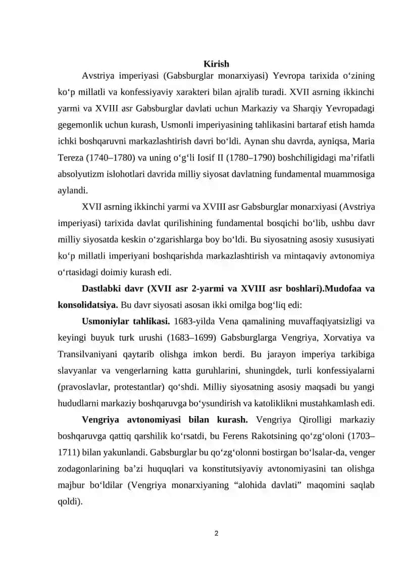 AVSTRIYA IMPERIYASIDA MILLIY SIYOSAT 2