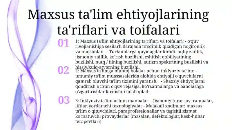 Maxsus Ta'lim Ehtiyojlarini Tashkil Etish 2