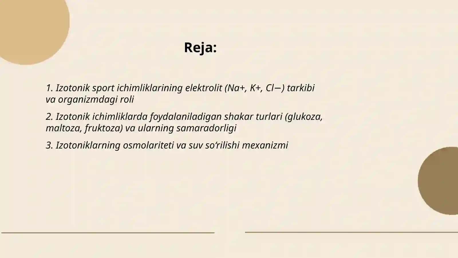 Sport ichimliklarining (izotoniklar) biokimyoviy tarkibi va samaradorligi 2