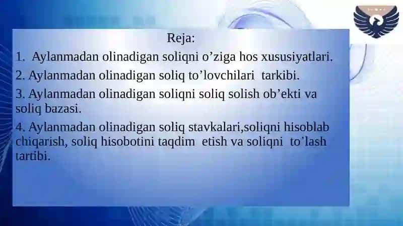 Aylanmadan olinadigan soliq 2