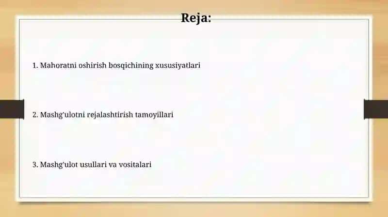 Sport mahoratini takomillashtirish bosqichida mashg‘ulotlarni tashkil etish 2