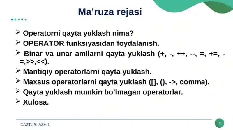Operatorni qayta yuklash 2