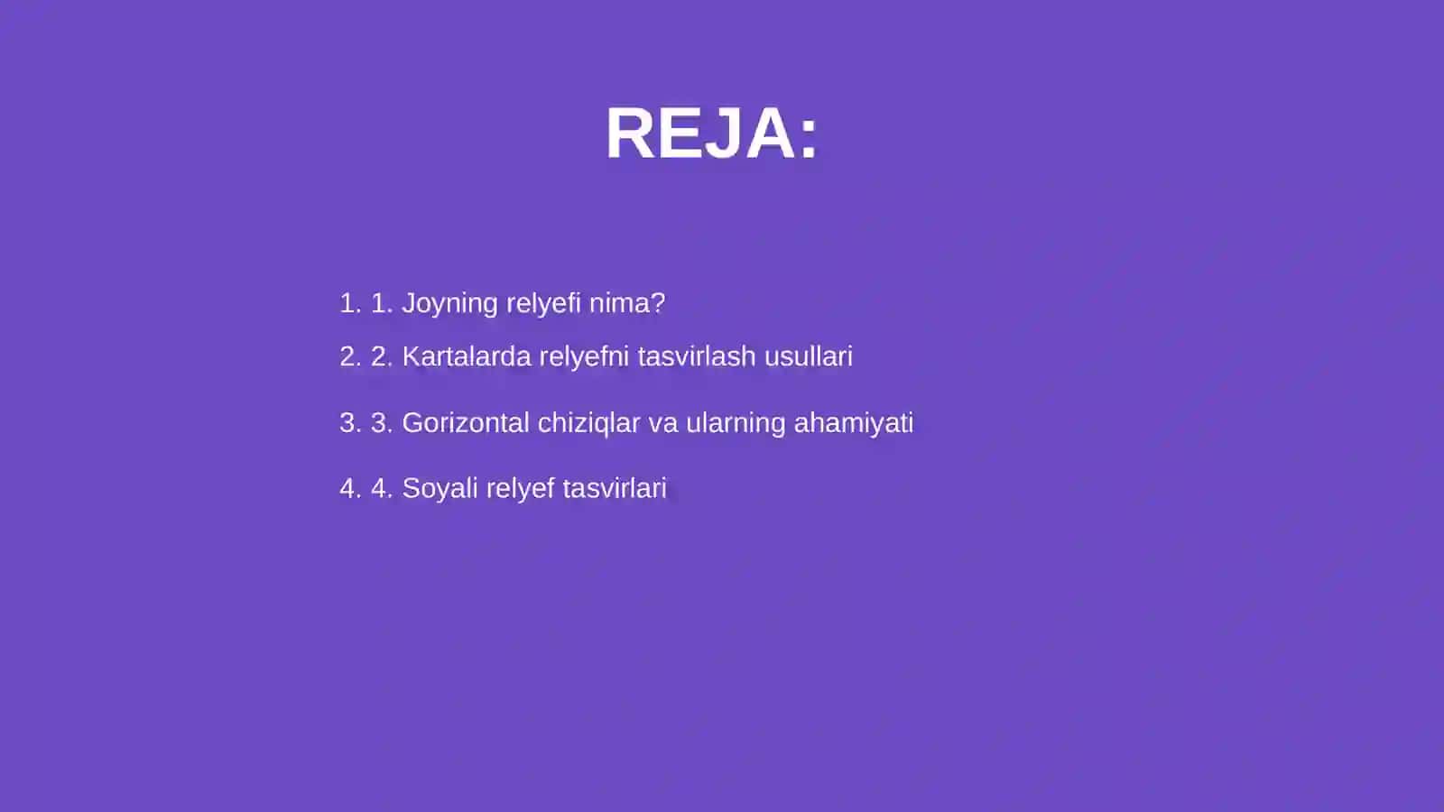 Joyning relyefi uni karta va lanlarda tasvirlanishi 2