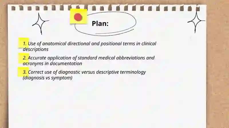 Accurate application of medical terminology and expressions in context 2