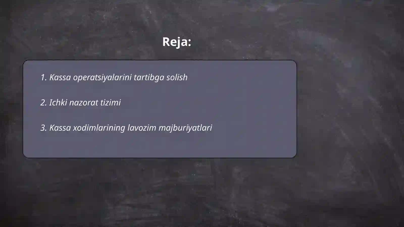 Kassa operatsiyalarini tartibga solish 2