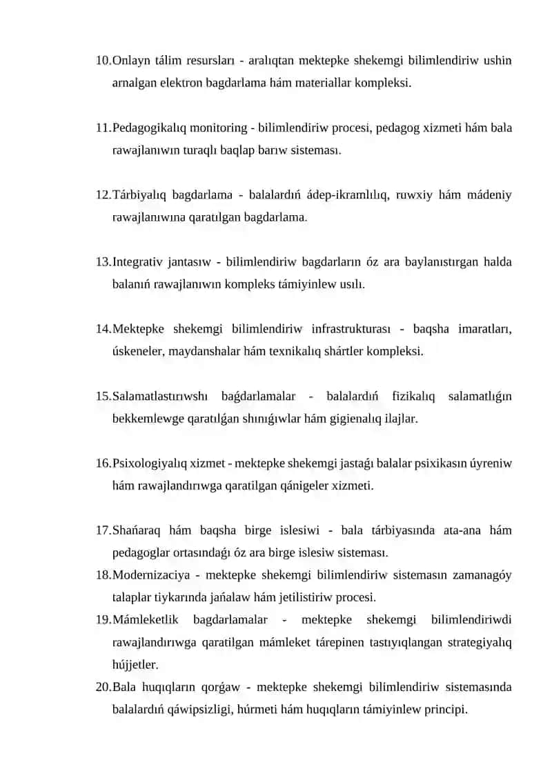 Gárezsizlik jillarında mektepke shekemgi tálim sistemasın rawajlandıriw principleri hám tiykarġı baġdarları 2