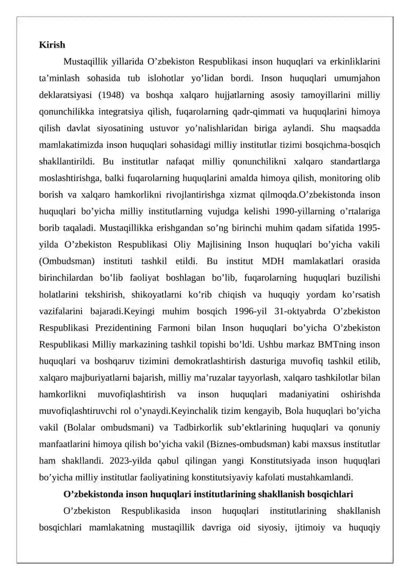 Inson huquqi sohasidagi milliy institutlar 2