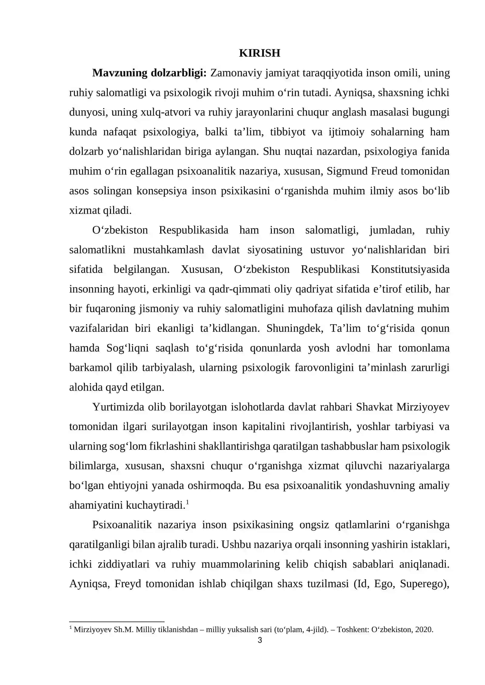 Psixoanalitik nazariya va uning interpretatsiyalari (Sigmund Freyd konsepsiyasi asosida) 2