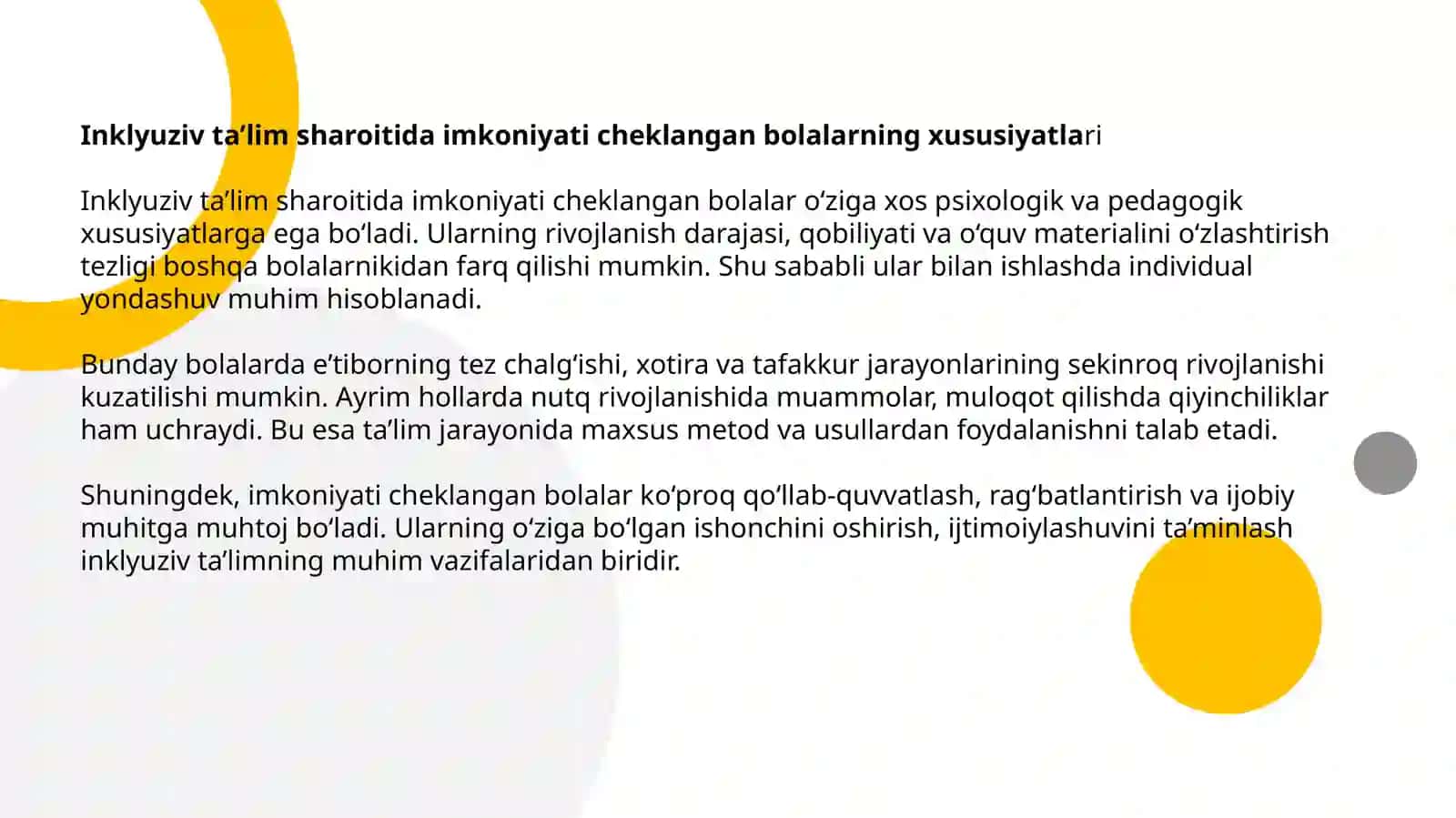 Inklyuziv ta'lim sharoitida imkoniyati cheklangan bolalarga inklyuziv ta'lim tizimida korreksion pedagogik ishlar 2