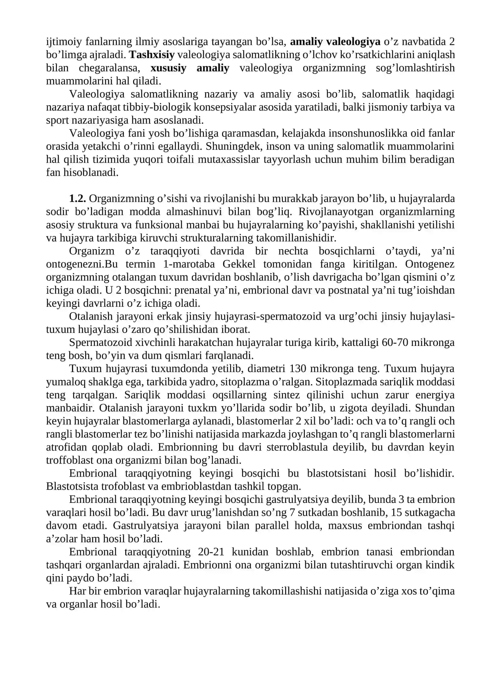 Odam organizmining o’sishi va rivojlanish xususiyatlari 2