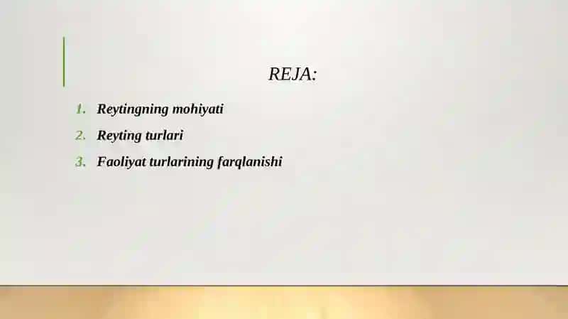 Korxonalar faoliyati reytingining turlari, moxiyati va baxolash usullari 2