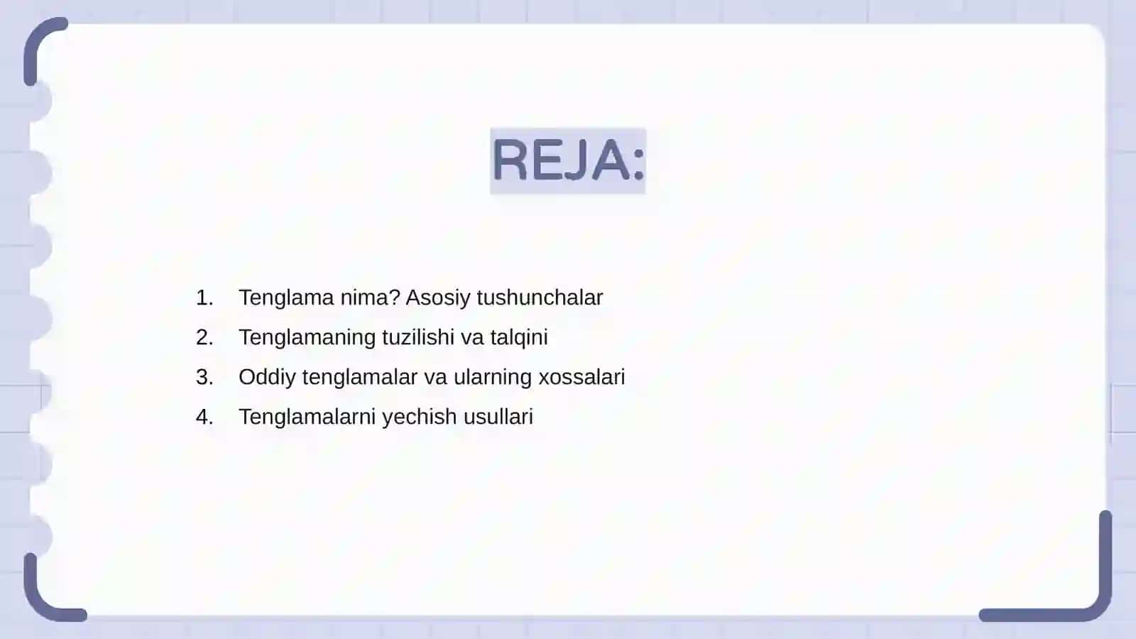 Matematikada tenglamalar tushunchasi 2