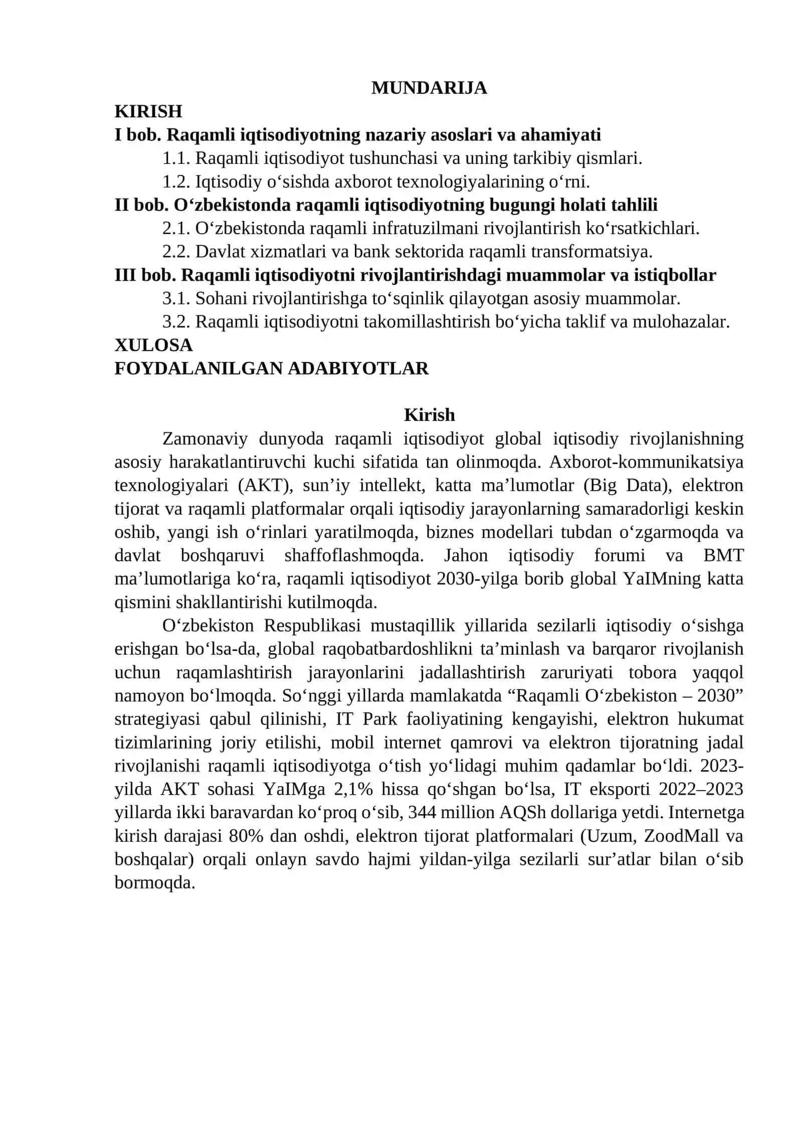 O‘zbekistonda raqamli iqtisodiyotni rivojlantirishning istiqbollari va muammolari 2