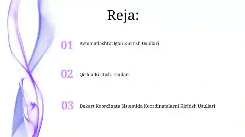 Dekart Koordinata Sistemida Koordinatalarni Kiritish Usullari 2
