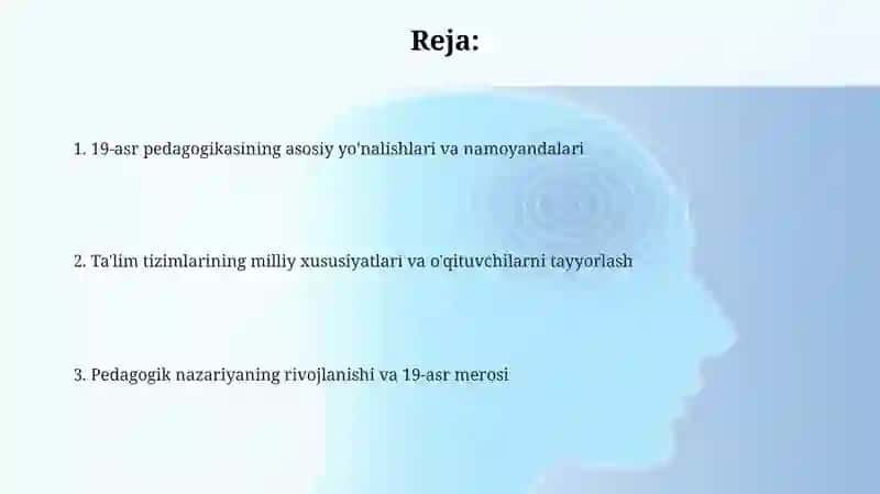 XIX asr yveropa pedsgokisaning rivojlanishi 2