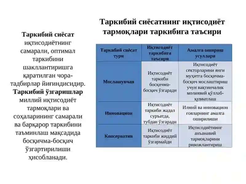 Таркибий ўзгаришлар ва инвестиция сиёсати 2