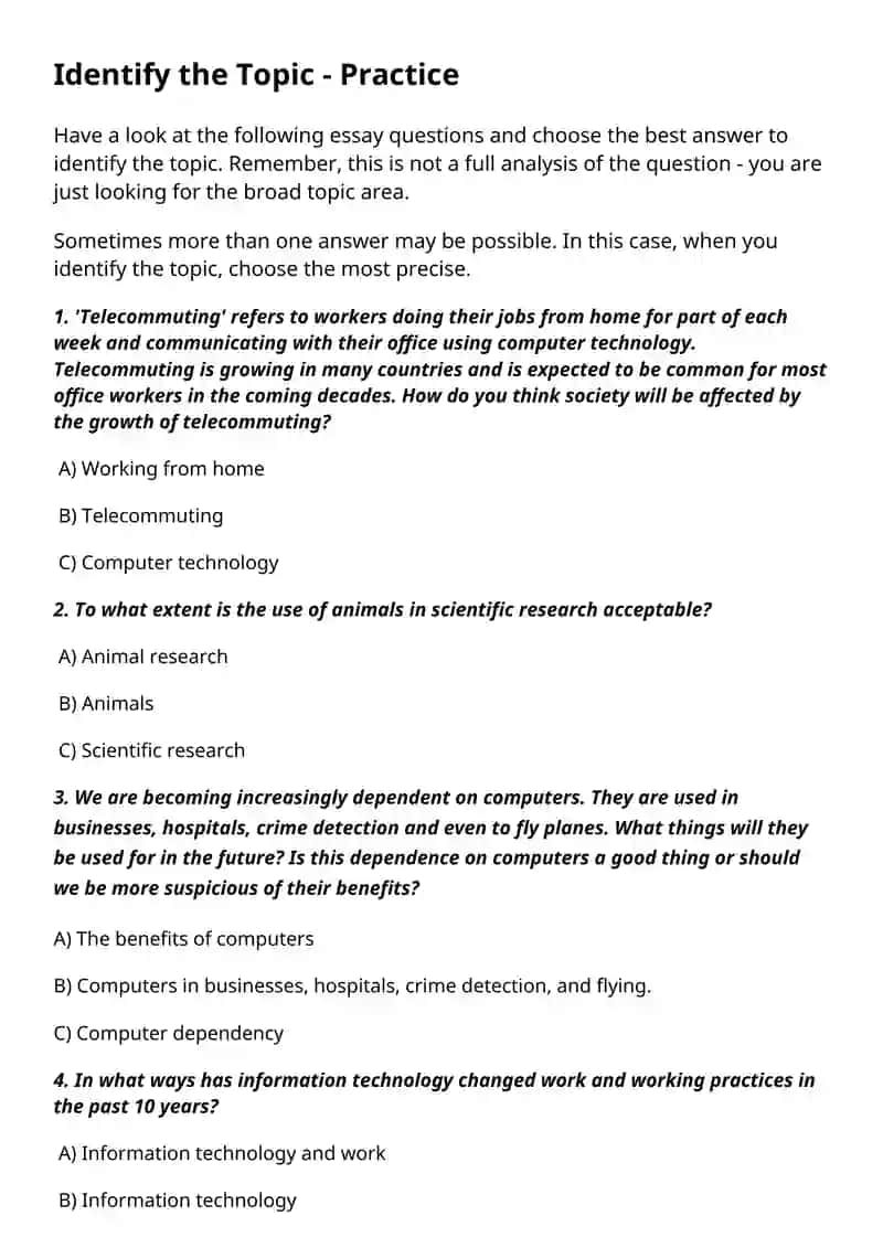 Writing Task 2 - Lesson 1: Identify the Topic 2
