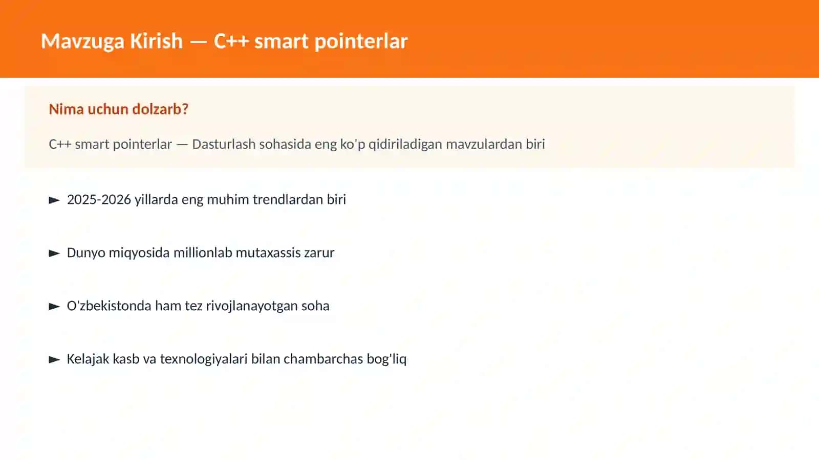 C++ VA TIZIM DASTURLASH 2
