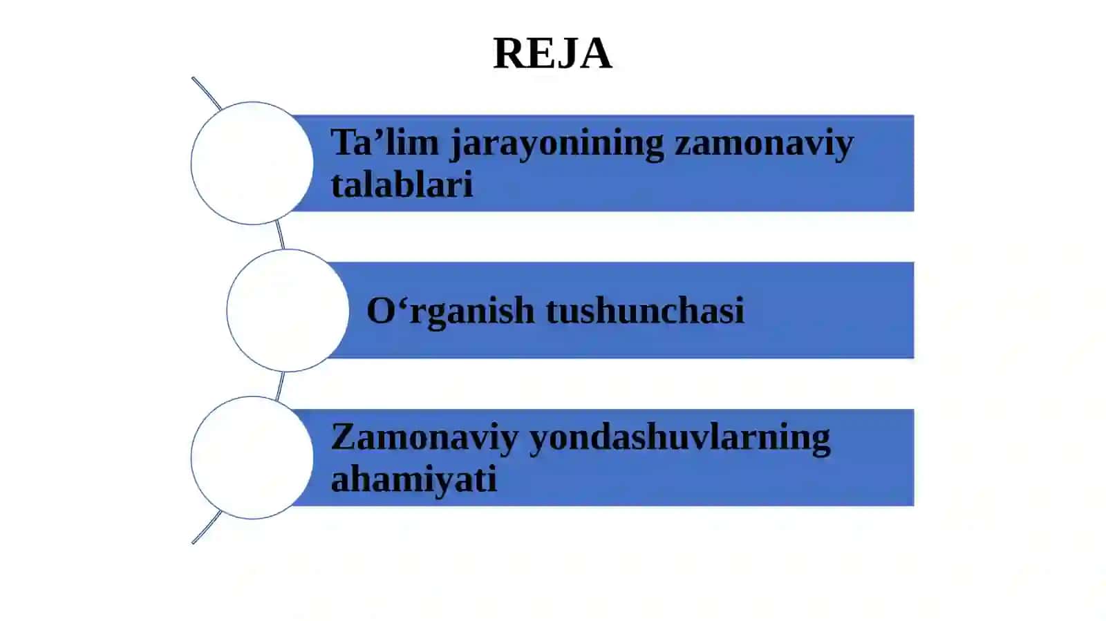O'rganishning zamonaviy konsepsiyalari va pedagogik texnalogiya turlari. 2