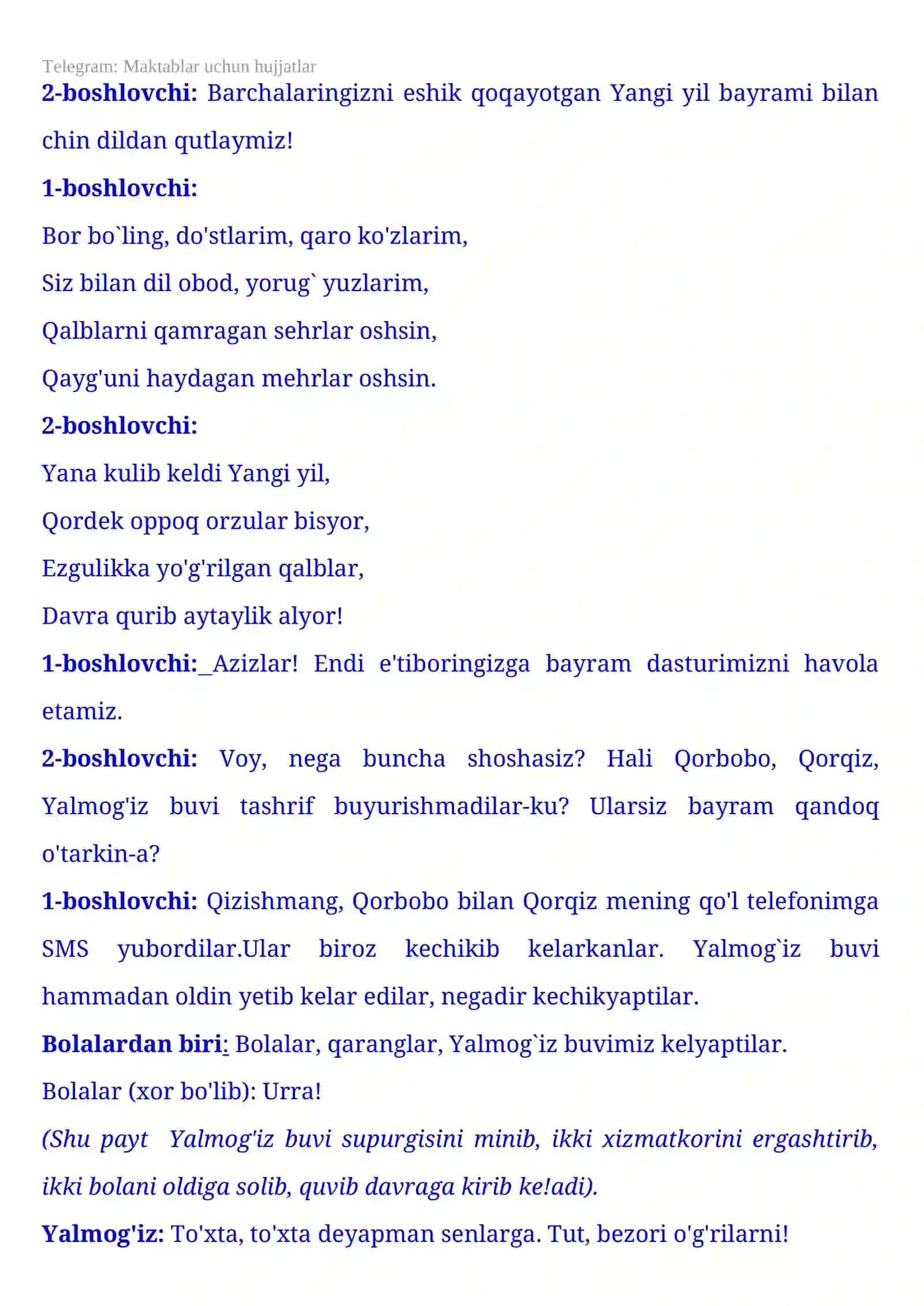 "Yangi yil!” nomli tadbir senariysi 2