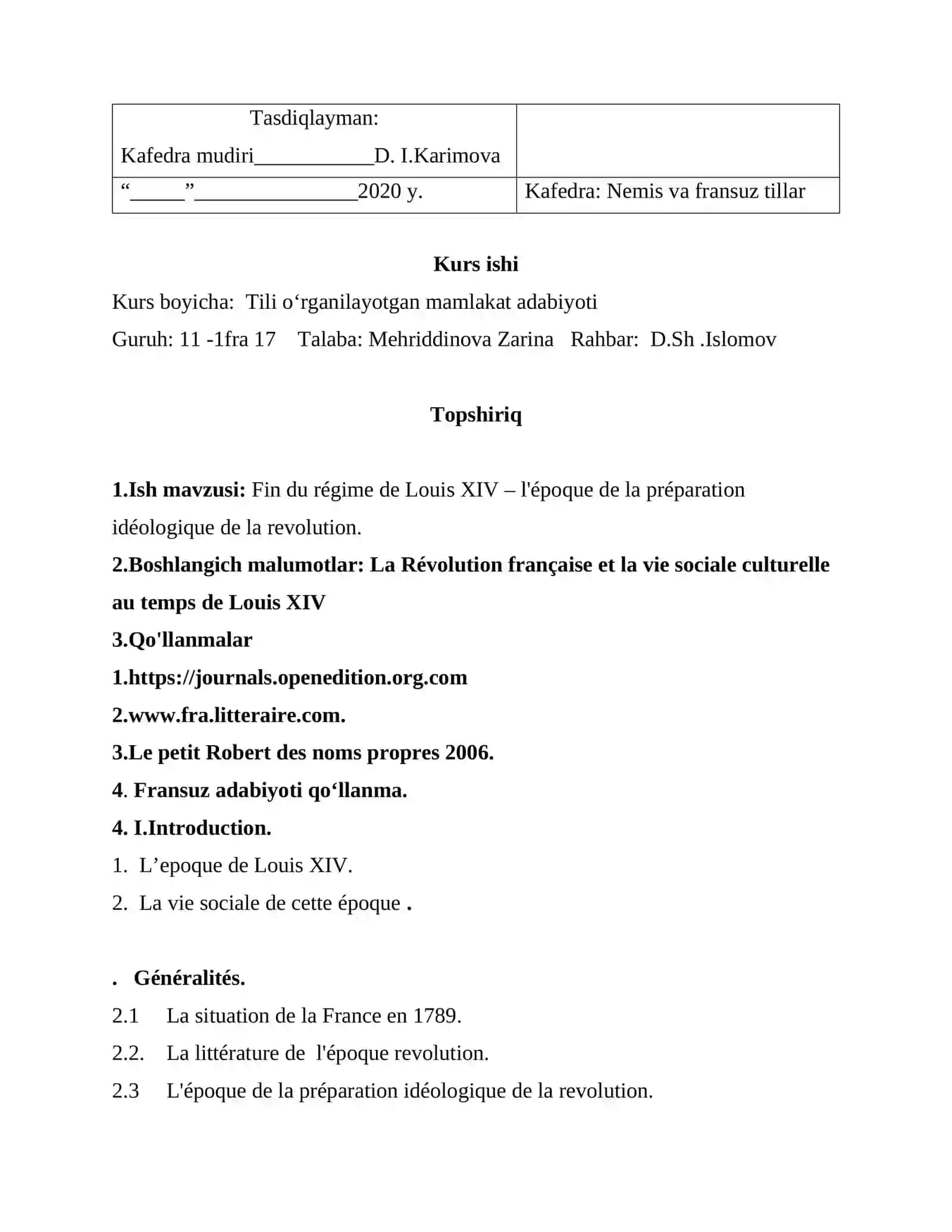 Fin du régime de Louis XIV – l'époque de la préparation idéologique de la revolution 2