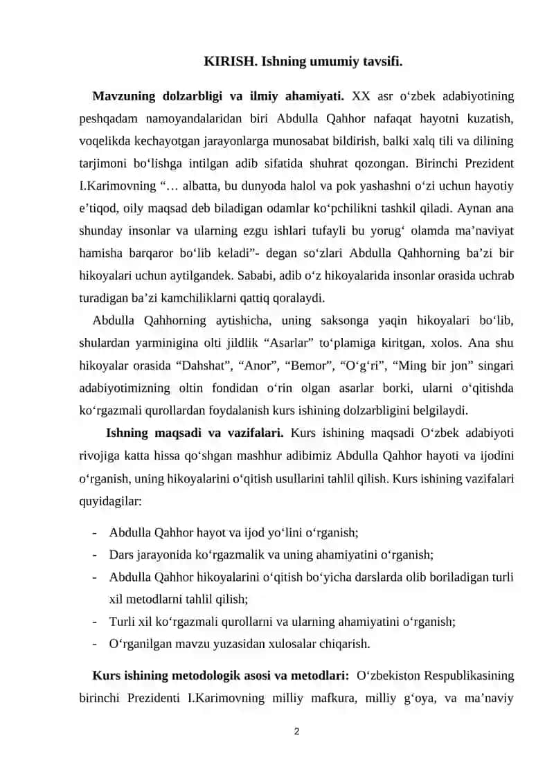 ABDULLA QAHHOR HIKOYALARINI KO‘RGAZMALIK ASOSIDA O‘RGANISH 2