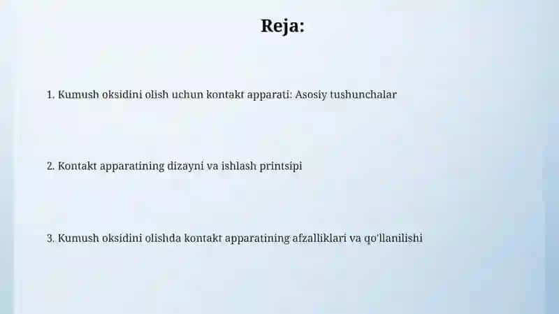 Kumush uchoksidi olish uchun kontakt apparat 2