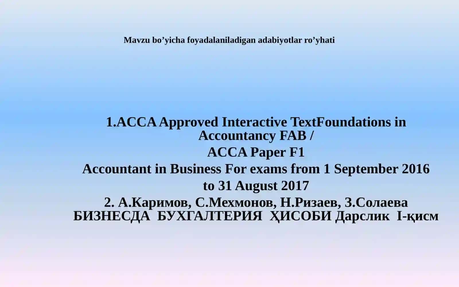 ACCA Approved Interactive Text Foundations in Accountancy FAB / ACCA Paper F1 Accountant in Business 2