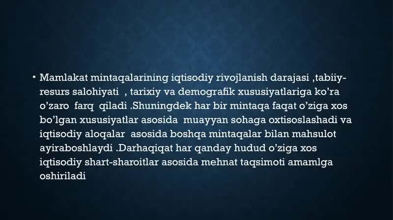 O’zbekiston mintaqalarida sanoat tarmog’ini rivojlantirishning hududiy jihatlari 2