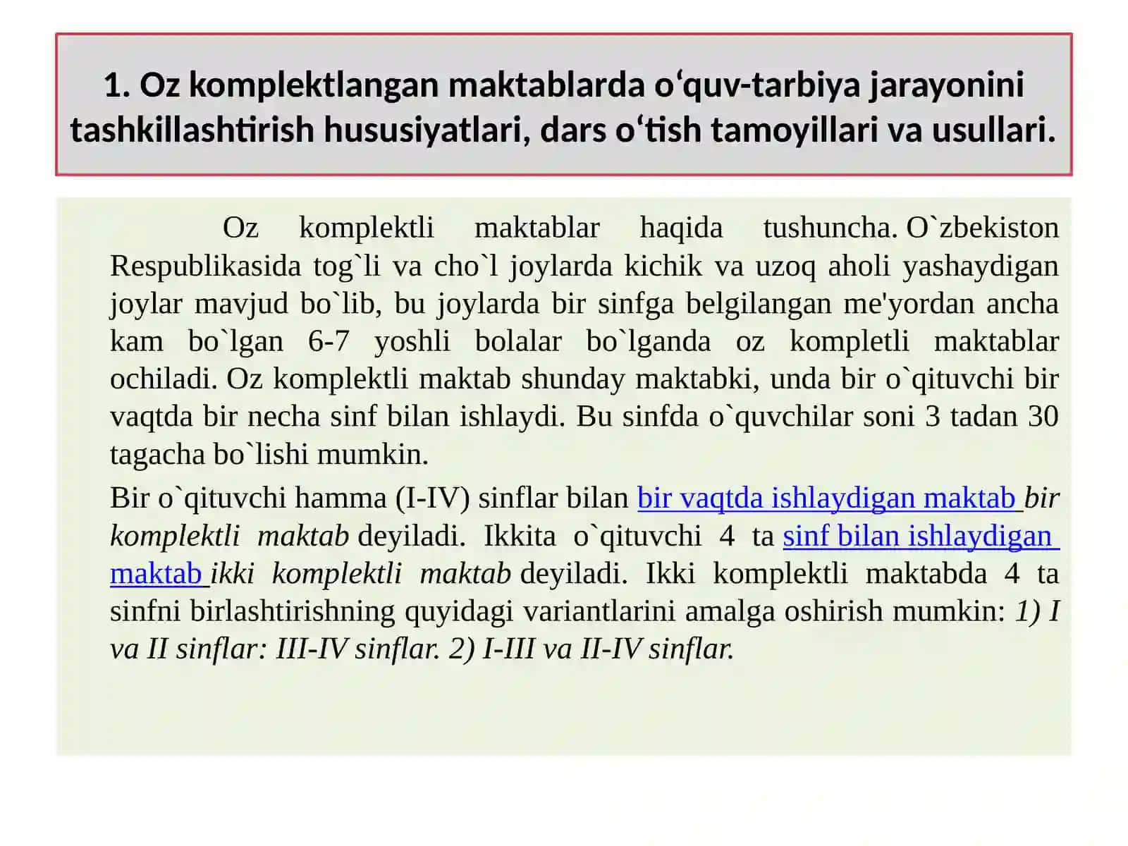 Oz komplektlangan maktablarda o‘quv-tarbiya 2