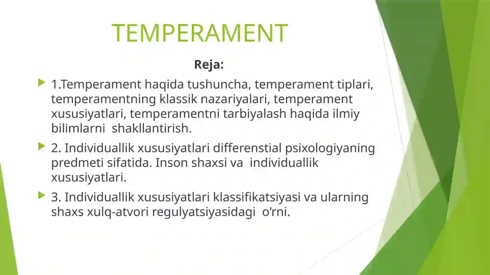 Umumiy psixologiya fanidan taʼlim 2
