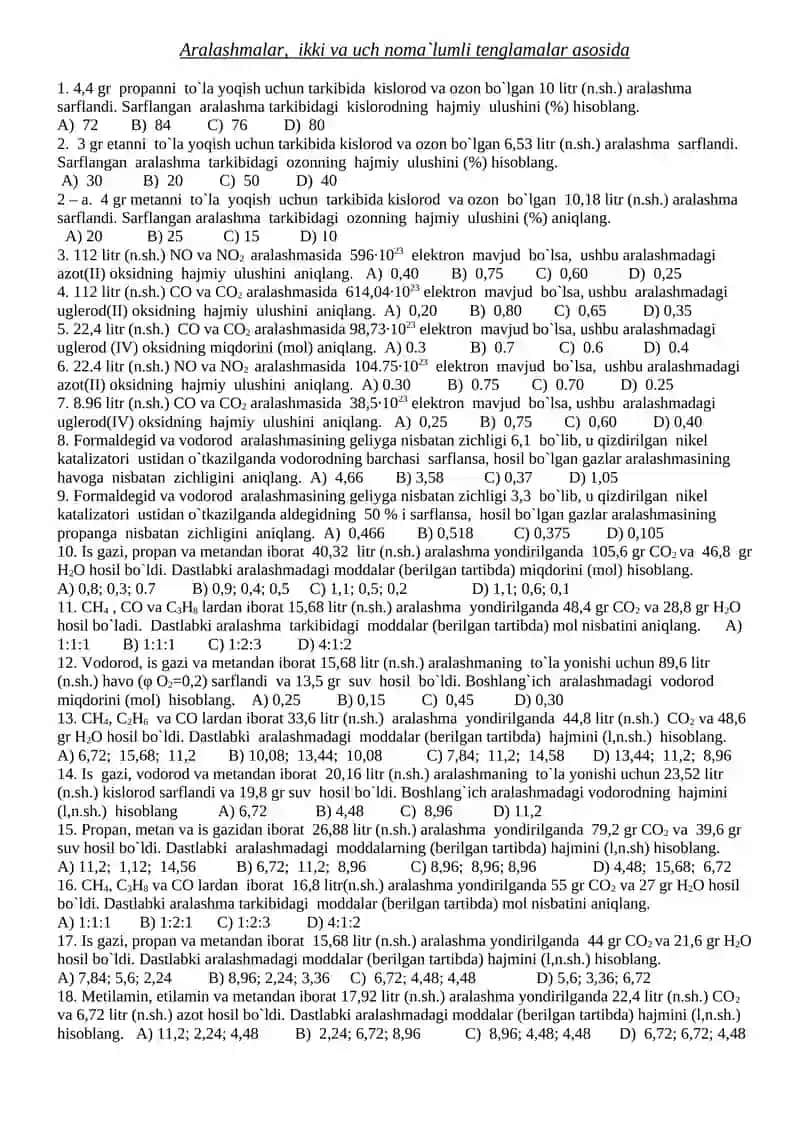 Avogadro soni asosida masalalar 2