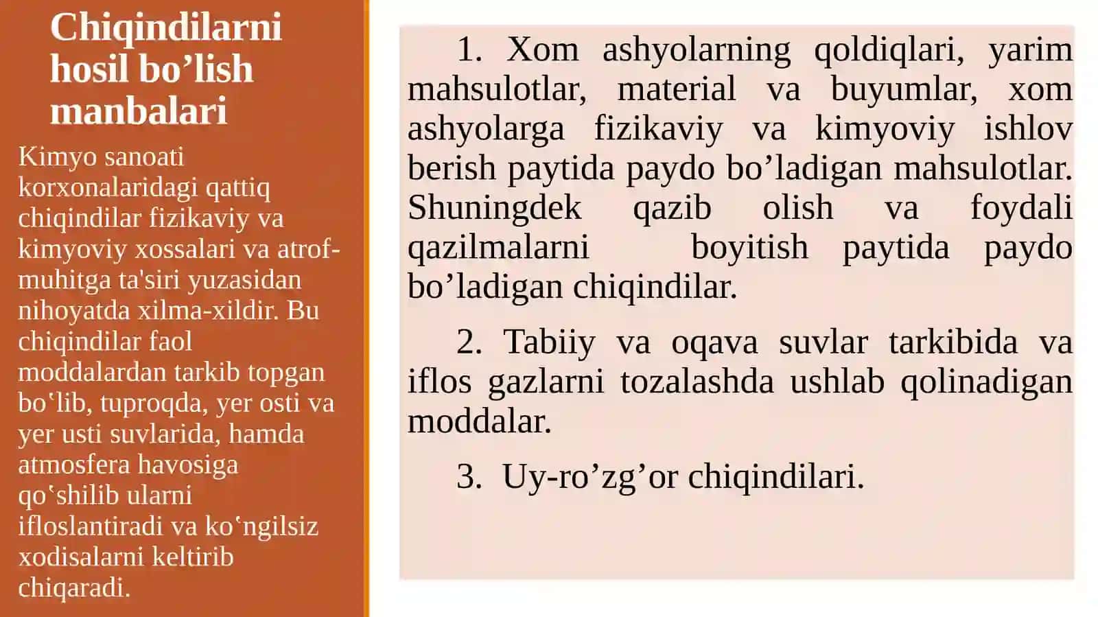 CHIQINDILARNI HOSIL BO’LISH MANBALARI VA SABABLARI, ULARNING SINFLANISHI 2