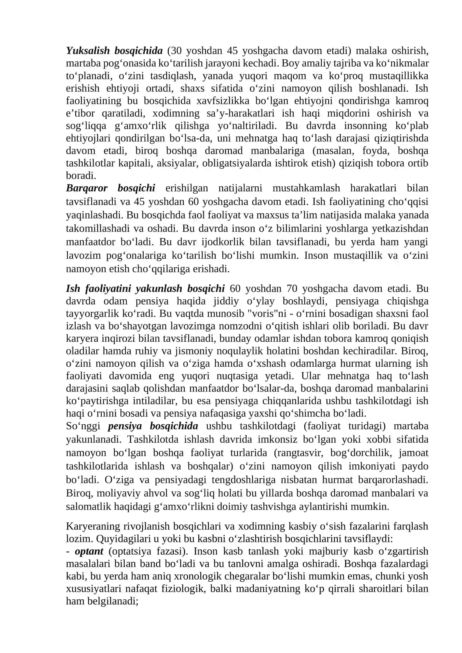 Karyera bosqichlari va ularning ahamiyati 2