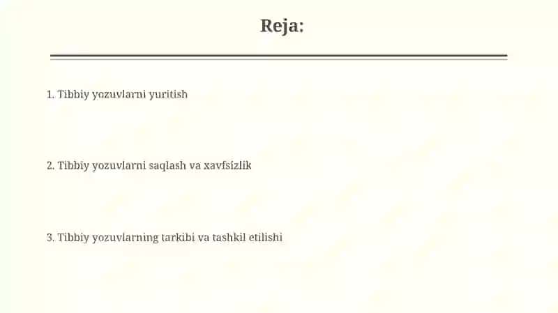 Tibbiyot hujjatlarini yuritish 2