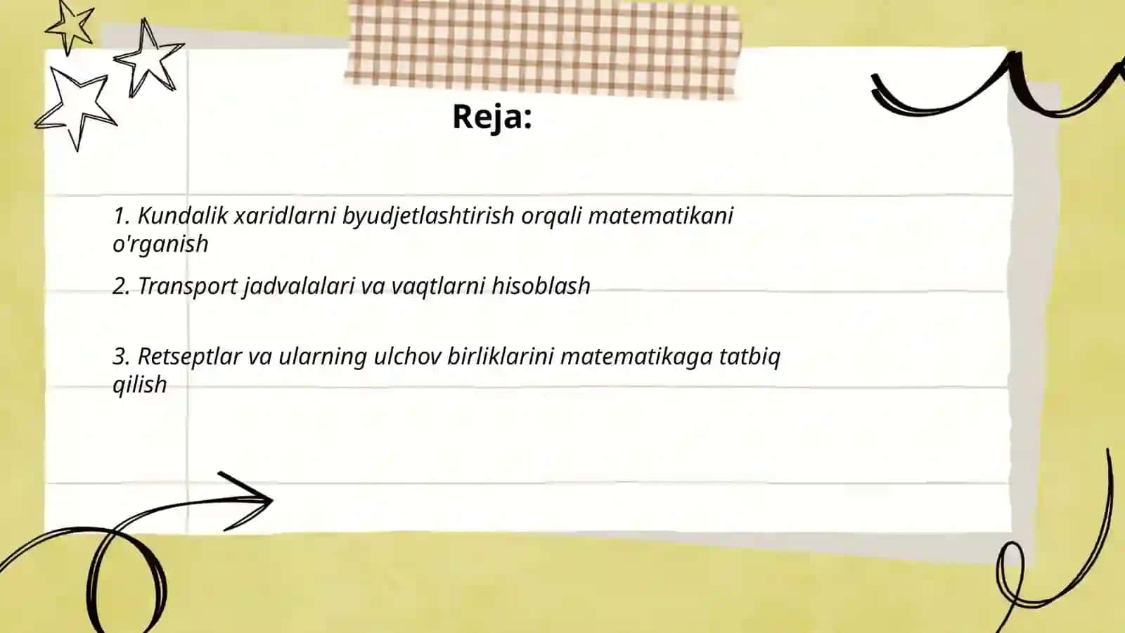 Maktabga tayyorlov guruh matematika mashg'ulotlarini kundalik turmush bn boģlash orqali amalga oshirish yòllari 2