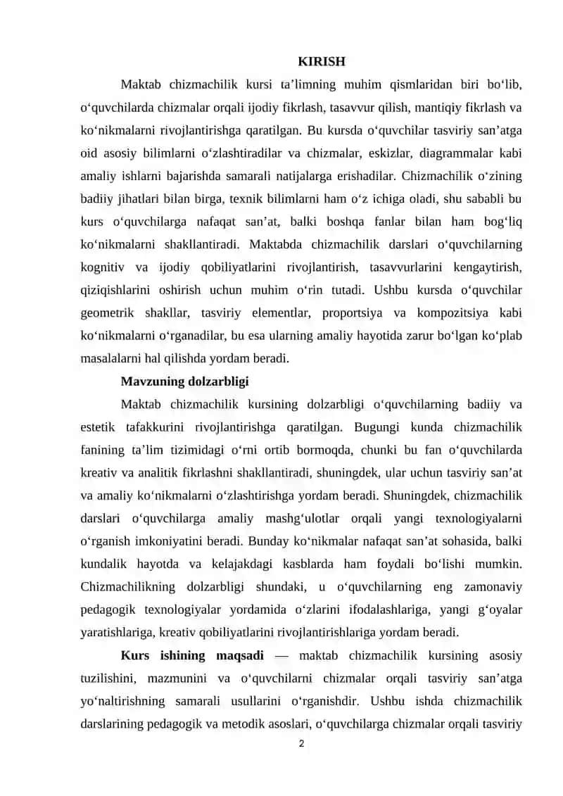 Maktab chizmachilik kursining tuzili 2