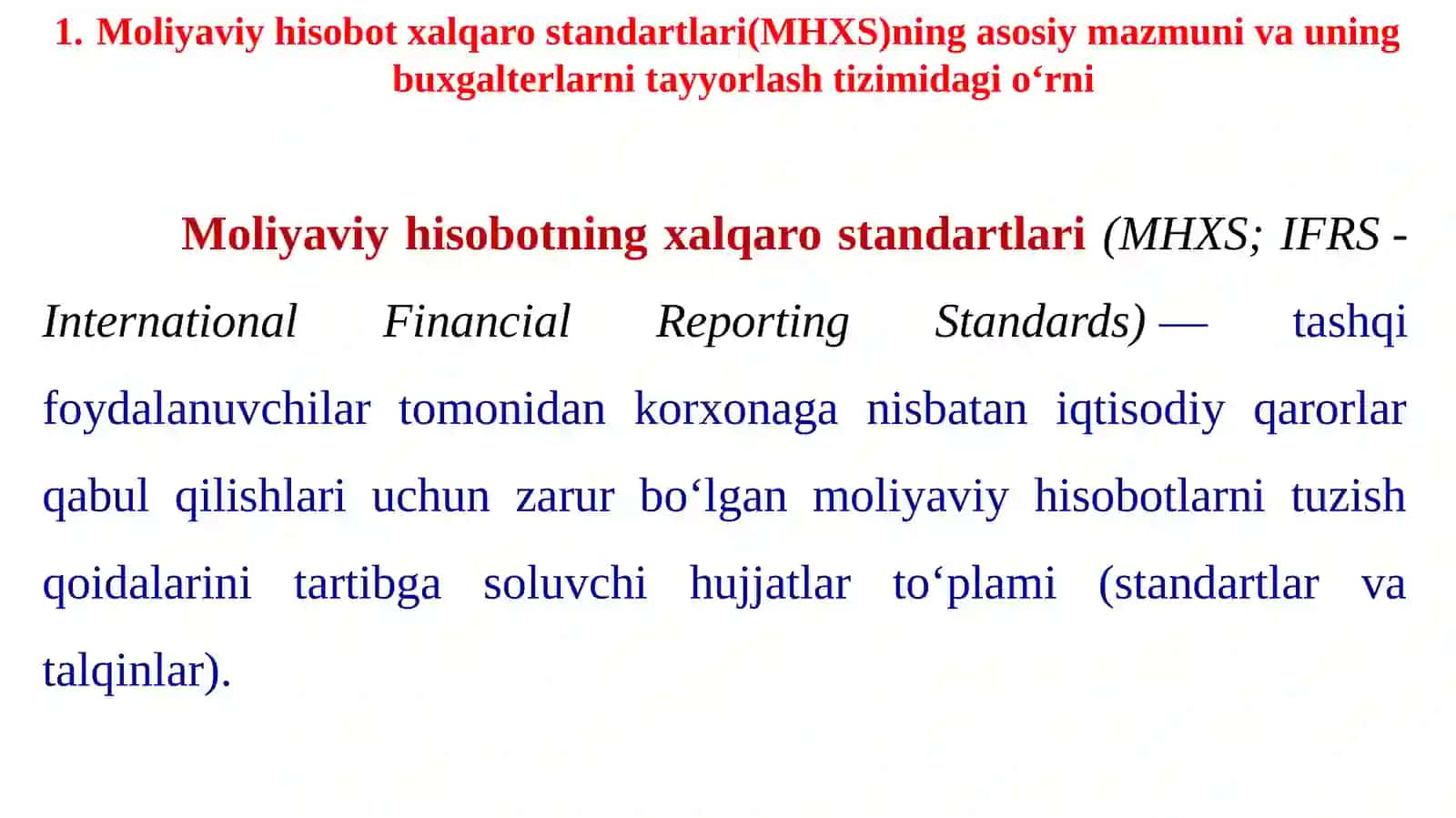 XALQARO MOLIYAVIY HISOBOT STANDARTLARINING MAZMUNI VA AXAMIYATI 2