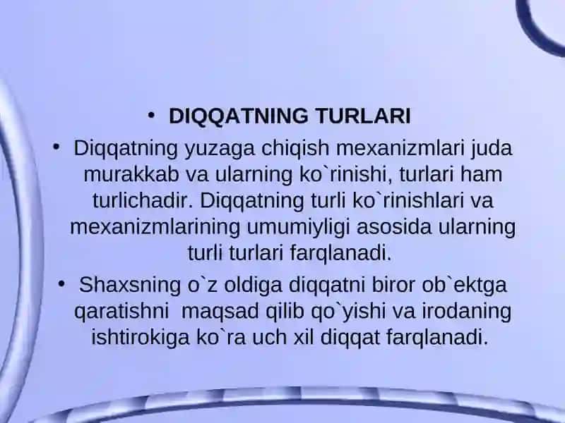 Diqqat haqida tushuncha. 2